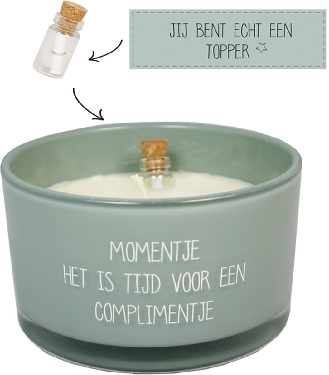MY FLAME | Flessenpost kaars - Momentje, het is tijd voor een complimentje - Minty Bamboo