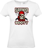 Dames T-shirt Surrender Your Booty | Halloween Kostuum Volwassenen | Halloween | Foute Party | Wit dames | maat M