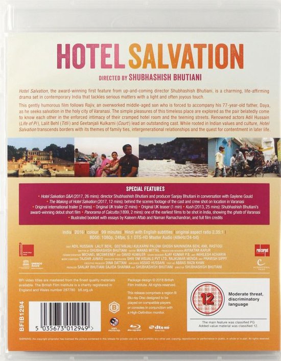 Arrière de la couverture Blu-ray de Hotel Salvation, avec des descriptions de film et des bonus.