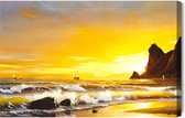 Schilderijkoning - Canvas Schilderij Zee En Zonsondergang - 100 x 70 cm