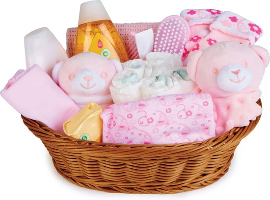 Coffret cadeau bébé - panier rose plein de produits pour bébé dans une  boîte souvenir