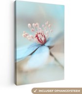 Toile toile - Photo sur toile - Fleurs - Blauw - Rouge - Plantes - Décoration murale - Photo toile - 120x180 cm - Peinture sur toile