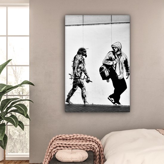 Peinture sur toile - Photo sur toile - Évolution - Illustration - Zwart - Wit - Humain - Décoration murale - 80x120 cm - Toile