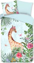 Housse de couette enfant Dream textile Desiree Giraffe Fleurs 140x200 / 220cm - 100% Katoen doux
