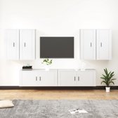The Living Store TV-meubelset - 2 x 100x34.5x40 cm + 4 x 40x34.5x80 cm - wit - bewerkt hout