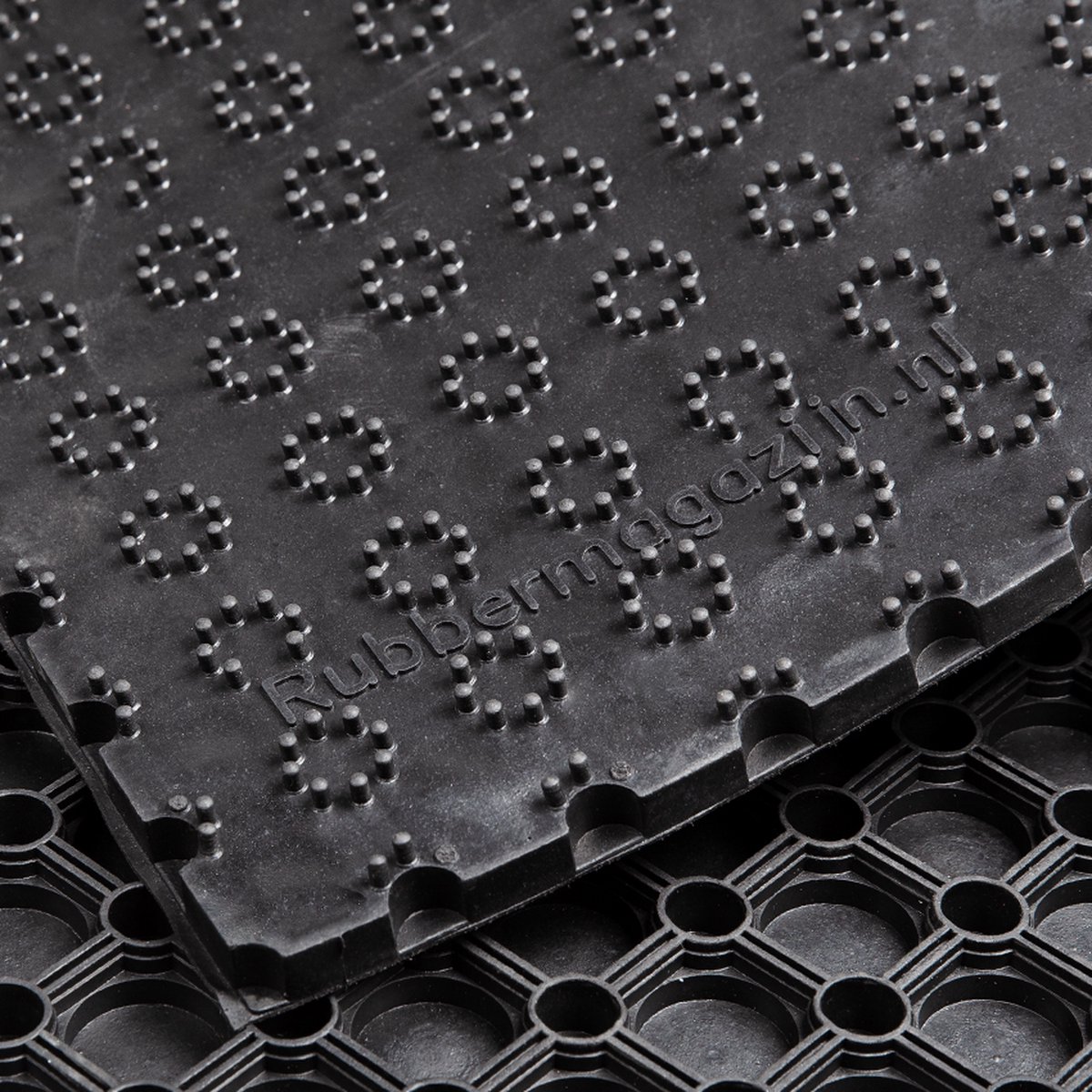 Rubbermat - Rubber Ringmat met Gesloten bodem - - 100x100x2,2cm - werkplaatsmat