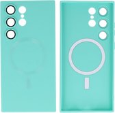 Samsung Galaxy S23 Ultra Back Cover - MagSafe Hoesje met Camera Beschermer - Turquoise