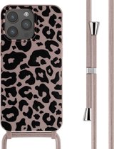 iPhone 15 Pro Max Hoesje Met Koord - iMoshion Siliconen design hoesje met koord - Roze / Animal Pink