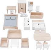 Petite Amélie Poppenhuis meubels - Handgemaakt - Vanaf 3 jaar - Set van 19 - Hout