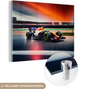 MuchoWow® Glasschilderij 160x120 cm - Schilderij acrylglas - Auto - Formule 1 - Circuit - Raceauto - Foto op glas - Schilderijen