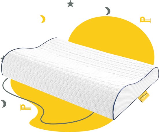 Sleep Comfy - Oreiller en mousse à mémoire de forme - Oreiller pour chambre à coucher - Orthopédique - Ergonomique - Support de cou Visco Pillow-M | 57x37x10/7cm