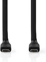 Nedis USB-Kabel - USB 3.2 Gen 2 - USB-C Male - USB-C Male - 240 W - 8K@30Hz - 20 Gbps - Vernikkeld - 1.00 m - Rond - Silicone - Zwart - Doos