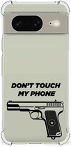 Cover Case Google Pixel 8 Telefoonhoesje met doorzichtige rand Pistol Don't Touch My Phone