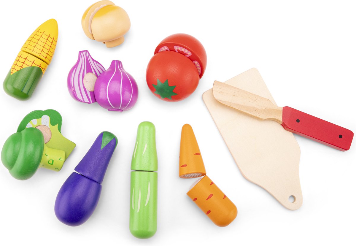 Woet® Houten Groentemandje Speelset - Snijbaar Groente in Mand met Snijplank - Educatief Speelgoedeten Snijset - Rollenspel Speelgoed - Vanaf 2 Jaar — afbeelding 3