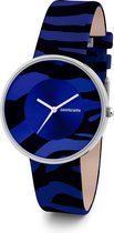 Lambretta Cielo Zebra - blauw - horloge - 37 mm - leer