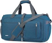 Reistas, 40 - 85 liter, met schoenenvak, opvouwbare weekendtas, handbagage voor mannen en vrouwen, Blauw 40L