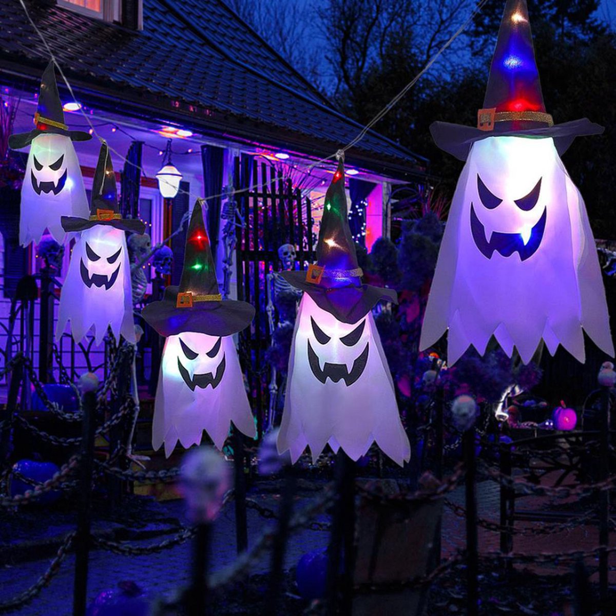 3 pièces Halloween Décoration De Sorcière,Décoration d'halloween Sorcière  avec des Lumières Décoration Horreur Sorcière Lumineuse Décoration de