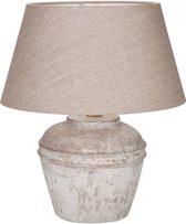 Tafellamp Mini Hampton | 1 lichts | beige / bruin | keramiek / stof | Ø 25 cm | 43 cm hoog | landelijk / klassiek / sfeervol design