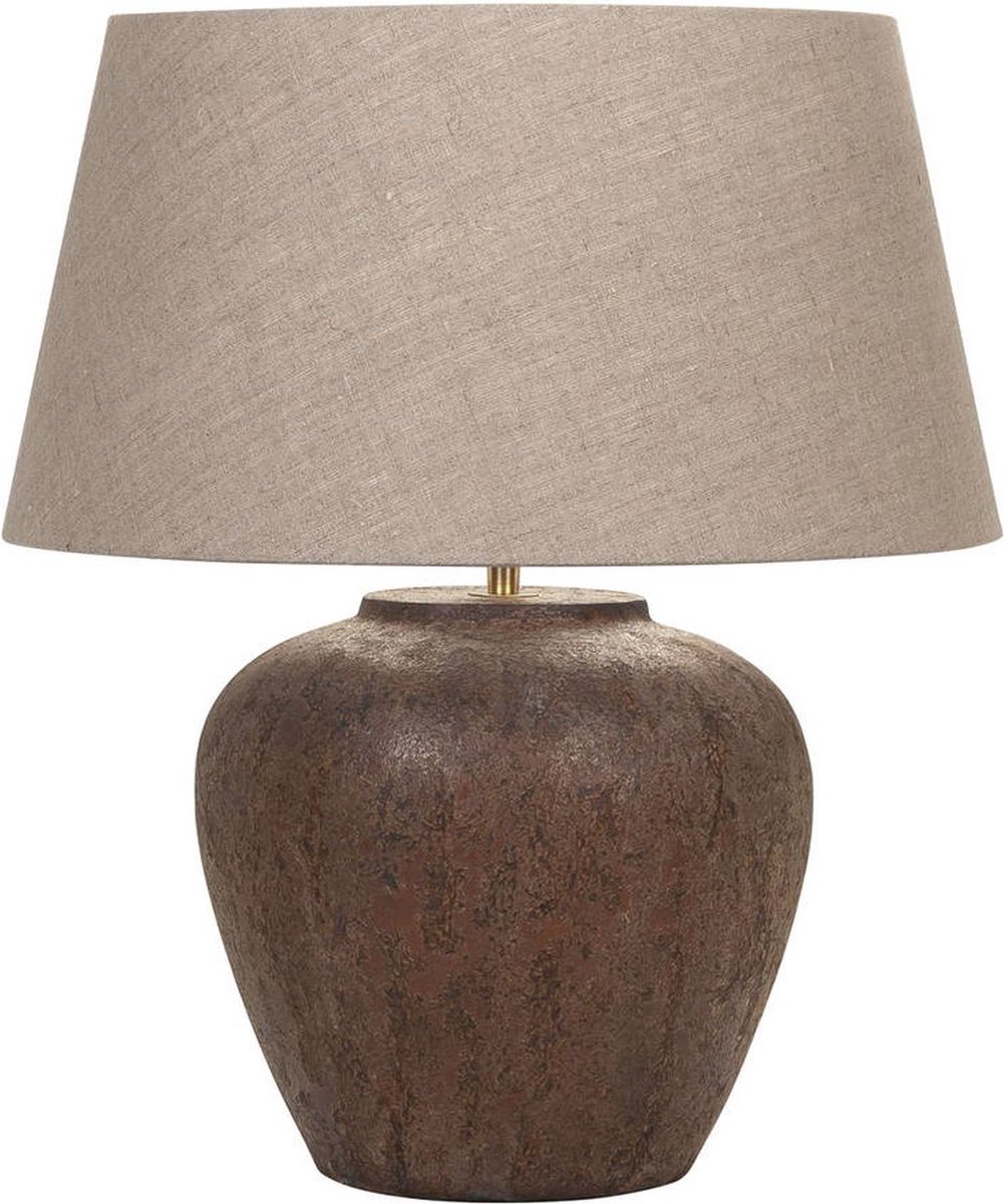 Keramiek tafellamp Midi Tom | 1 lichts | bruin | keramiek / stof | Ø 35 cm | 53 cm hoog | klassiek / landelijk / sfeervol design