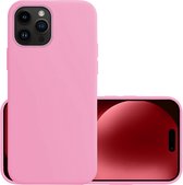 Hoes Geschikt voor iPhone 15 Pro Hoesje Cover Siliconen Back Case Hoes - Lichtroze