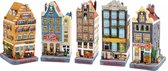Huisjes - Set van 5 - Amsterdam - hoogte 13 cm - Grachtenpand - souvenirs Nederland - Van Gogh - Klompen - Hollandse cadeautjes - Amsterdam souvenir
