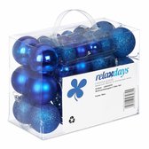 Lot de 50 boules de Noël Relaxdays - traditionnelles - plastique - décoration de sapin de Noël - bleu
