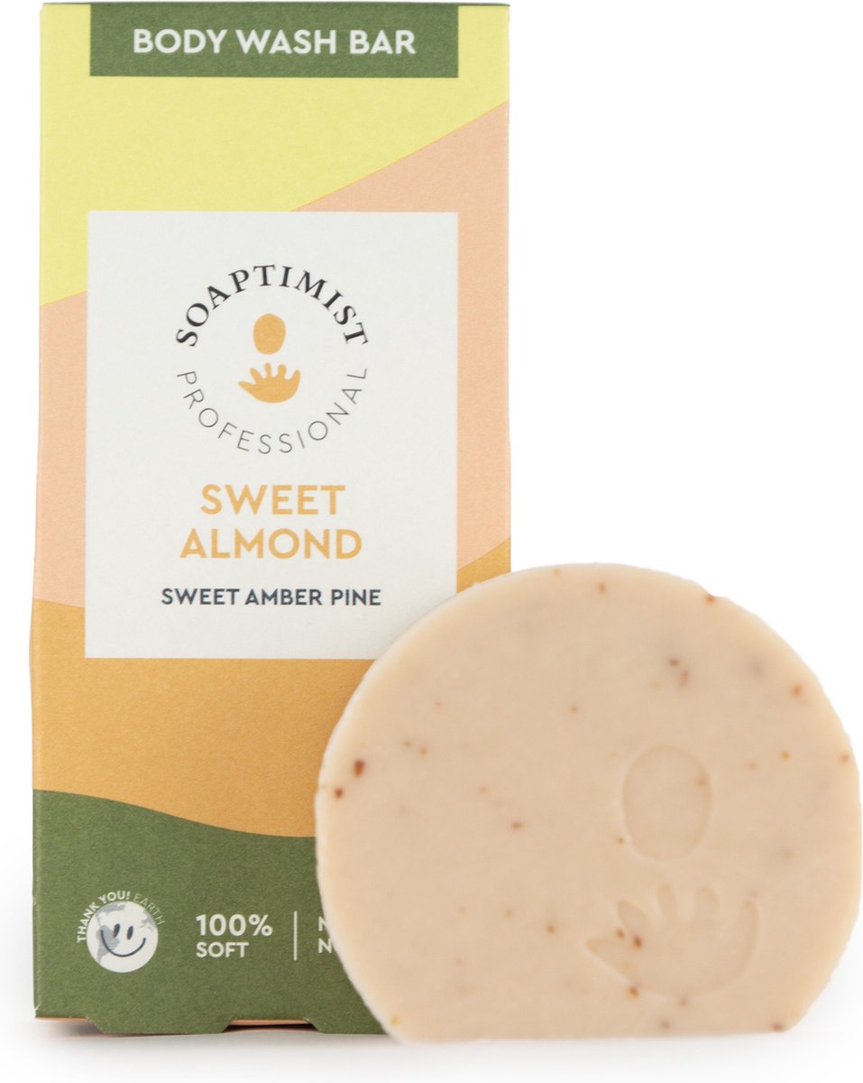 Soaptimist - Body Bar Sweet Almond - Voor verzorging en verzachting - Palmolie vrij - Voor alle huidtypes