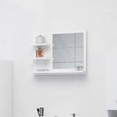The Living Store Wandspiegel Hoogglans Wit - 60 x 10.5 x 45 cm - Spaanplaat en Acryl