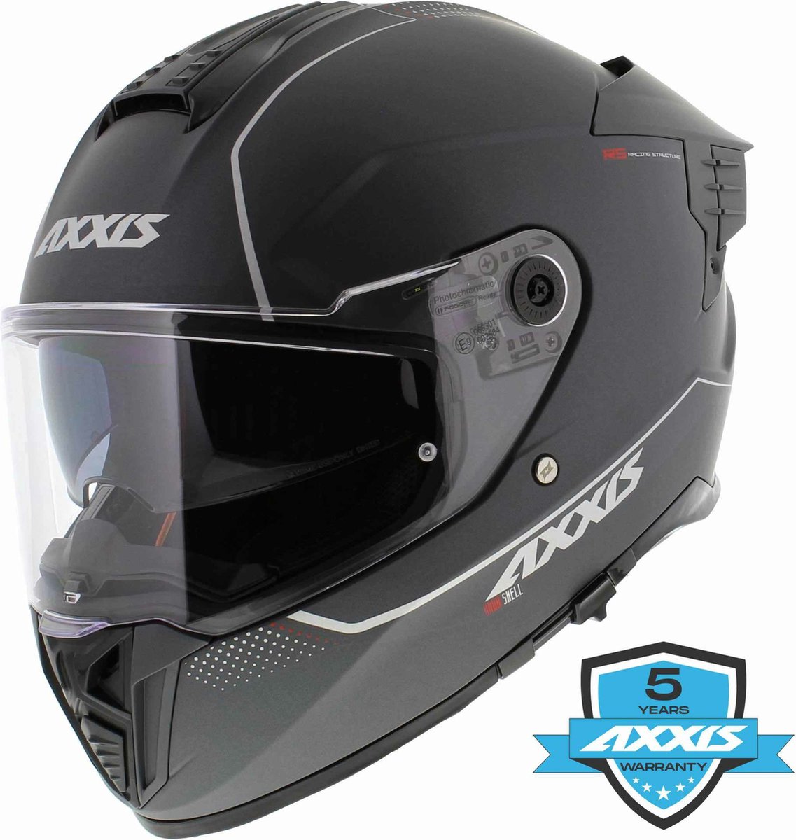 Axxis Hawk SV Evo Integraal helm solid mat titanium S - Motorhelm / Brommerhelm