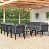 The Living Store loungeset - zwart - PE-rattan en gepoedercoat staal - 55 x 62 x 68 cm - comfortabel en flexibel - inclusief kussens