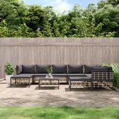 The Living Store Loungeset - Antraciet - Poly rattan - 72 x 72 x 66 cm - Comfortabel loungen - Weerbestendig - Stevig frame - Inclusief kussens - Stevig tafelblad - Modulair design - Levering met montage - The Living Store