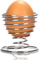 12x eierdopjes van verchroomd metaal, elegante eierhouders met metallic look, ontbijtset in draadspiraaldesign (12 stuks - spiraal)