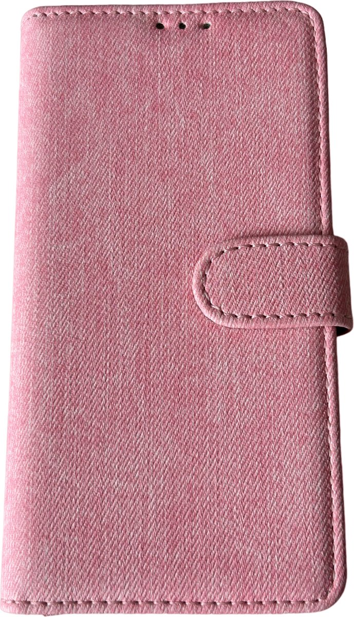 PU Leder jeans-look wallet Case - Book Case Flip Cover Hoesje Met Stand Functie - Beschermhoes Met Pasjes Houder - Geschikt voor Appel iPhone 15 Pro Max - Roze
