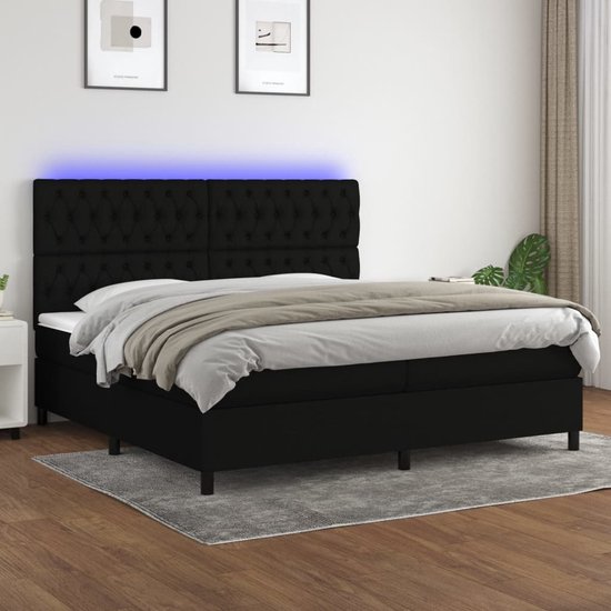 The Living Store Boxspring Luxe LED 203 x 200 x 118 128 cm