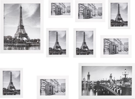 Springos Fotolijsten - Set van 10 - Fotolijst - Fotocollage - Collage - Wit
