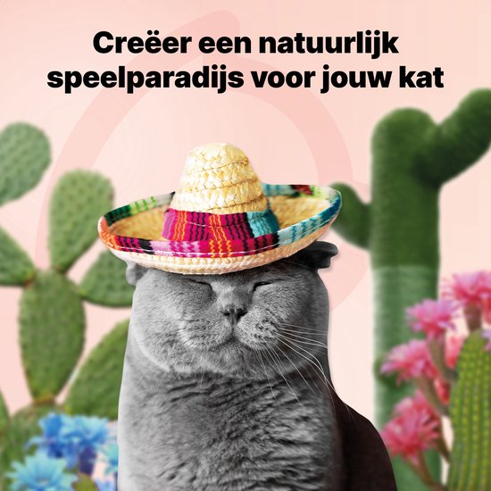 Jake and Jacky Krabpaal voor Katten Cactus Groen - Krabmeubel - met Kattenspeeltje - H 65cm