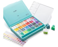 foto van HIMI - Gouache - set van 48 kleuren 12g - Twin split cups - Turquoise