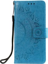 Shop4 - Geschikt voor Samsung Galaxy S20 Hoesje - Wallet Case Mandala Patroon Blauw