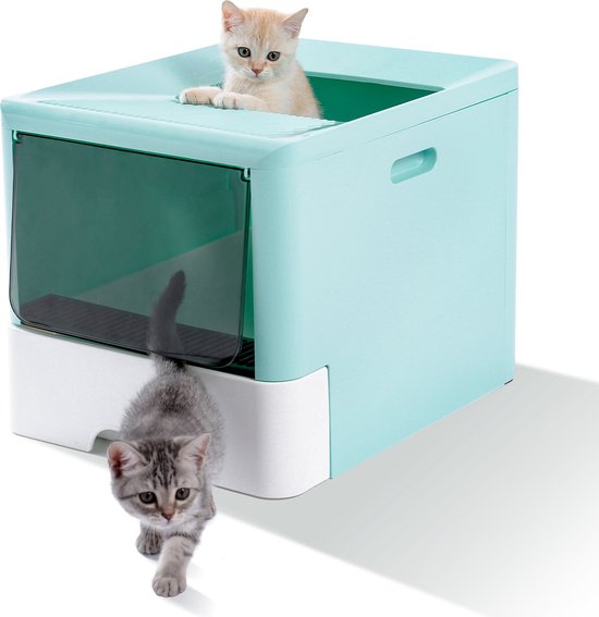 CatElite Kattenbak RVS - XXL met zij-ingang - Voor grote & kleine katten - 37L