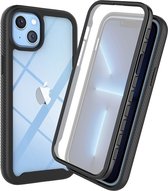 Cazy 360 Graden Full Cover Hoesje - Geschikt voor iPhone 15 Plus - Schokabsorberend Hoesje met Ingebouwde Screenprotector - Sterke Magnetische Sluiting - Metalen Frame met Dubbel Glas - Zwart