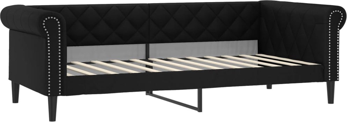 vidaXL Slaapbank - 100x200 - cm - kunstleer - zwart