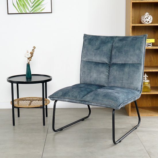 Fauteuil Nuvolix "Reykjavik" - velours - fauteuil relax - chaise longue - bleu