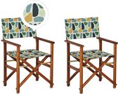 CINE - Tuinstoel set van 2 - Groen/Hout/Stippen - Polyester