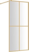 vidaXL - Inloopdouchewand - transparant - 90x195 - cm - ESG-glas - goudkleurig