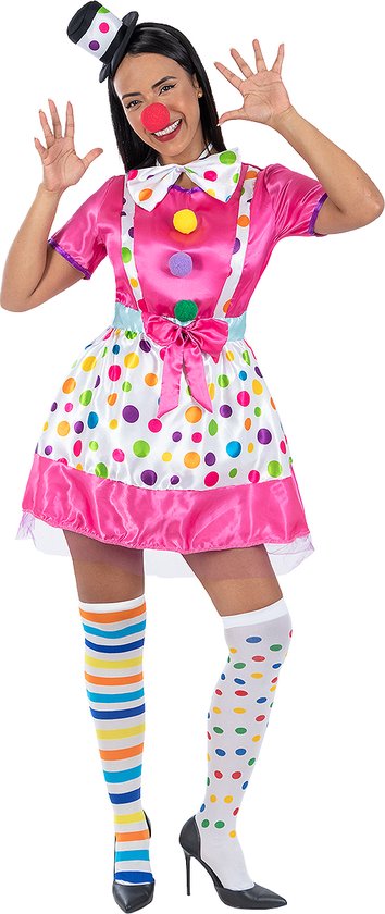 Funidelia | Clown Kostuum Voor voor vrouwen  Clowns, Circus, Originele en Leuke - Kostuum voor Volwassenen Accessoire verkleedkleding en rekwisieten voor Halloween, carnaval & feesten - Maat S - M - Rood