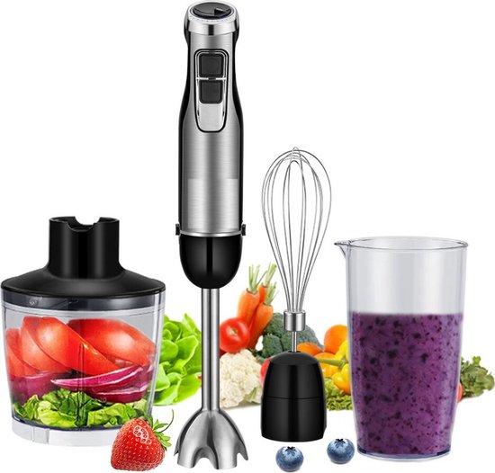 Happyment 4-in-1 Staafmixer Set - Hakmolen - Hand Blender - 6 snelheden - 1200W - Incl. Accessoires van Happyment — afbeelding 5