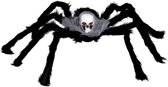 Fiestas Horror spin groot - Halloween decoratie/versiering - zwart met doodskop - 60 cm- Griezelig thema
