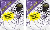 Amscan Decoratie spinnenweb/spinrag - 2x - 60 gram - wit - Halloween/horror thema versiering