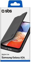 SBS Wallet Lite - Telefoonhoesje geschikt voor Samsung Galaxy A34 Hoesje Bookcase - Zwart