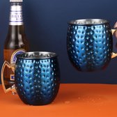 Tasse 500ml tasse en cuivre faite à la main tasses en cuivre de moscou (bleu)
